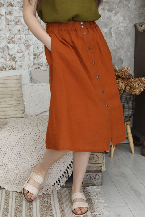 Image 18 of Linen midi skirt with an elastic waist in the back Nela from Baltic Linen